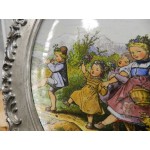 Тарелка фарфоровая декоративная настенная с оловянным бортом «Весна» [800-251-2]